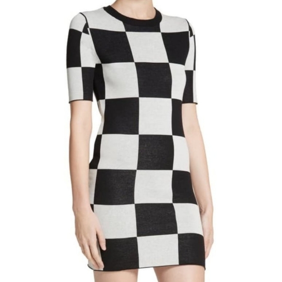 Staud Omar's Dress Black White Cotton Knit Mini Dress Size Small - Picture 1 of 7